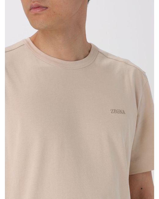 T-shirt in cotone di Zegna in Natural da Uomo