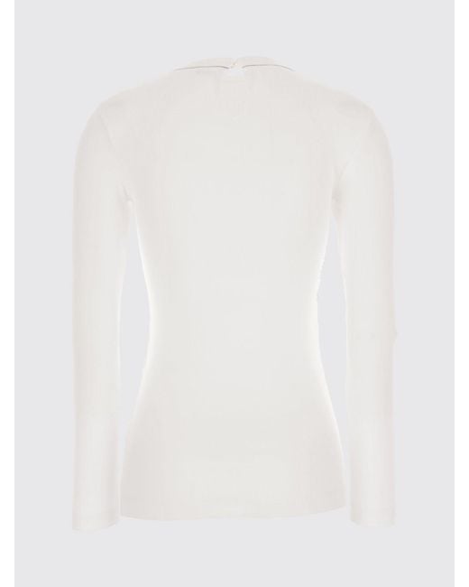 Brunello Cucinelli White Long-Sleeved Cotton T-Shirt With Monili Embroidery