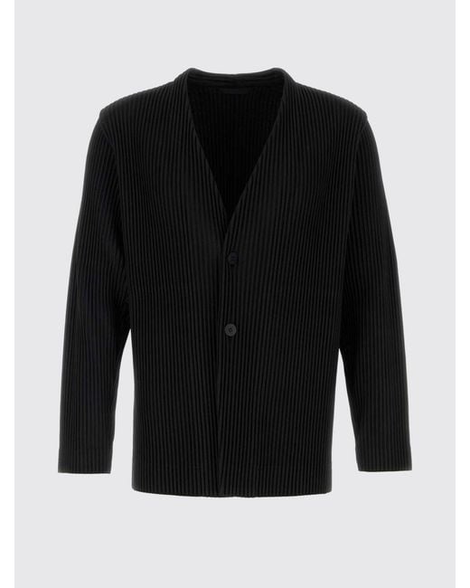 Homme Plissé Issey Miyake Black Pleated Cardigan for men