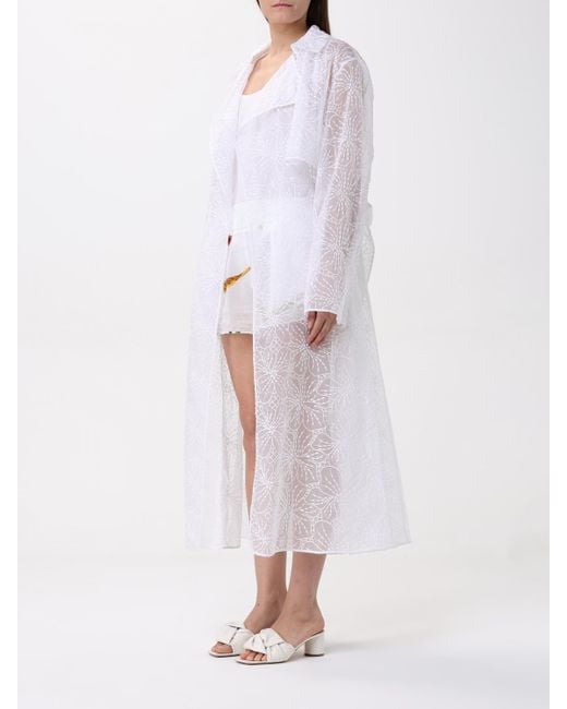 Genny White Silk Trench Coat