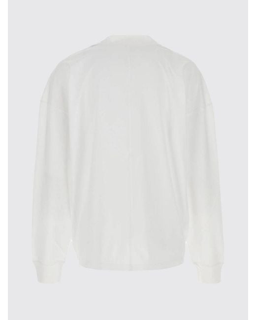 The Row White Long-Sleeved Cotton T-Shirt With Dropped Shoulders for men