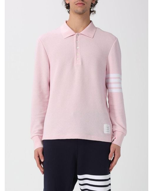 Thom Browne Pink 4-Bar Cotton Polo for men