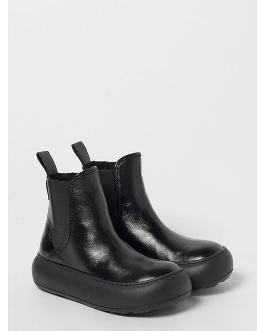 Moschino Couture Black Shiny Leather Ankle Boots