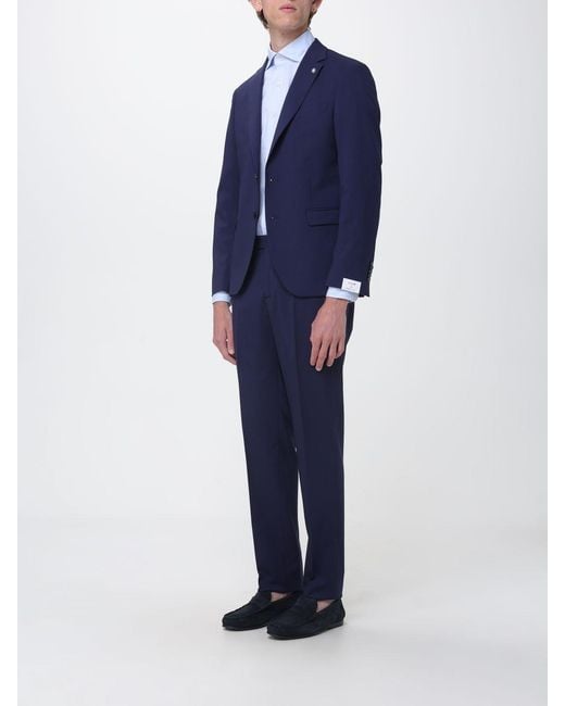 Manuel Ritz Blue Single-Breasted Stretch Wool Suit for men