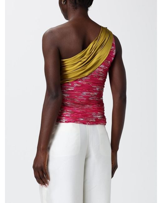 Valentino Pink Silk Blend One Shoulder Top