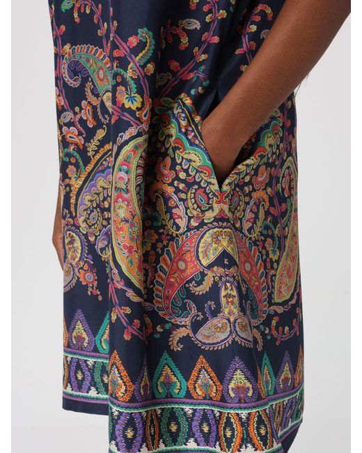 Etro Blue Silk Mini Dresses With Paisley Print