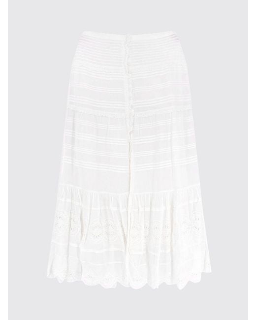 Isabel Marant White Marant Etoile Cotton And Lace Paoline Long Skirt