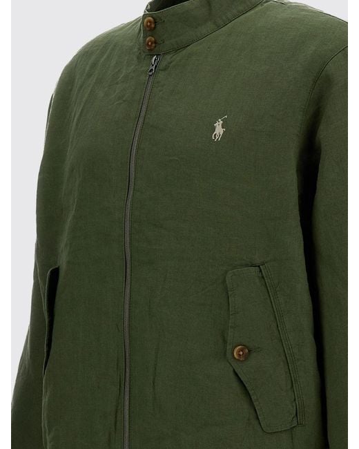 Polo Ralph Lauren Green Linen Bomber With Logo for men