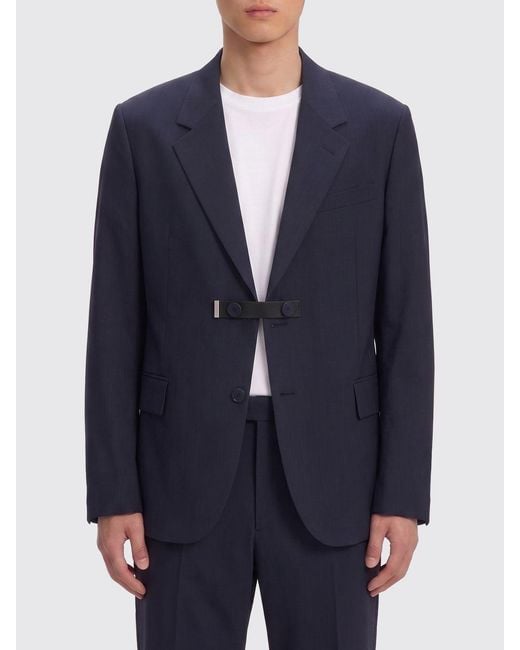 Fendi Blue Single-Breasted Wool Blazer for men