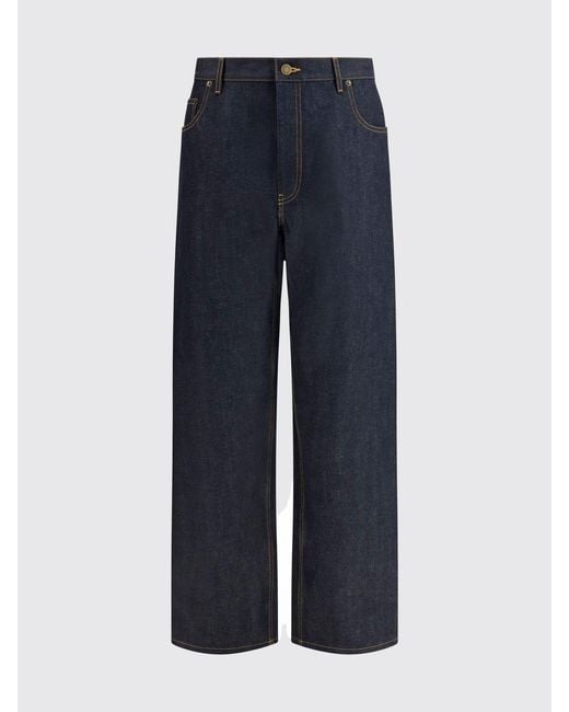 Thom Browne Blue Cotton Denim Wide Leg Jeans for men