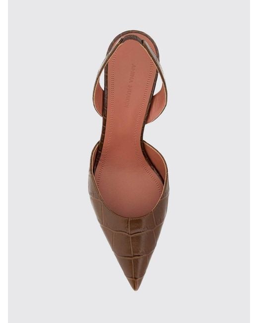 AMINA MUADDI Brown Holli Croc-Print Leather Slingback Pumps