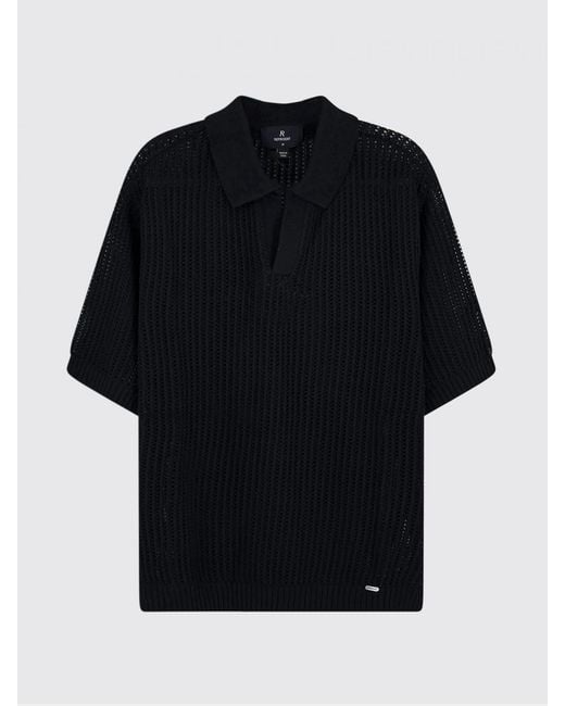 Represent Black Cotton Blend Knit Polo Shirt for men