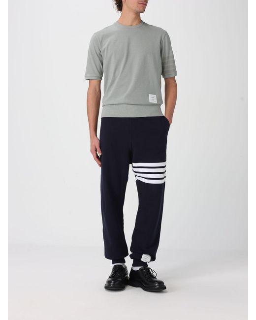 Thom Browne Gray Bar Cotton T-Shirt for men