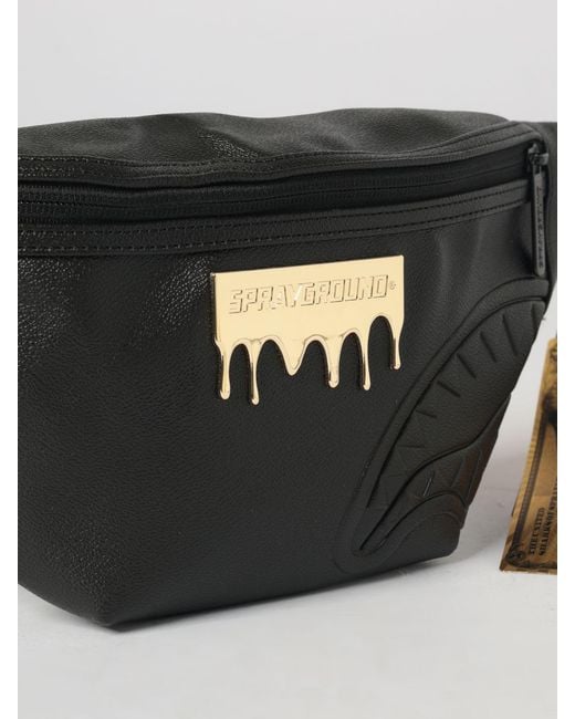 Sprayground White Faux Leather Belt Bag With Logo for men