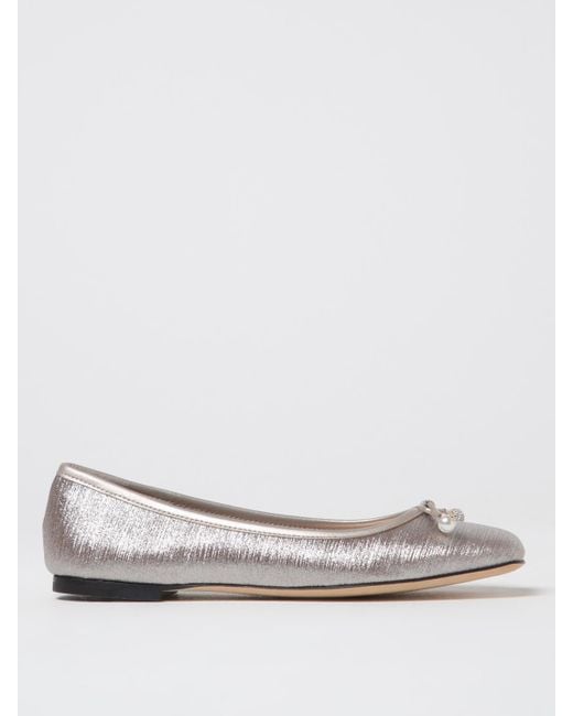 Jimmy Choo White Elme Flat Glitter Ballerina Flats