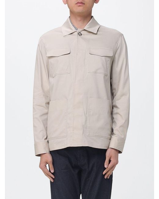 Manuel Ritz Natural Relaxed Fit Twill Shirt Jacket With Concealed Closure for men