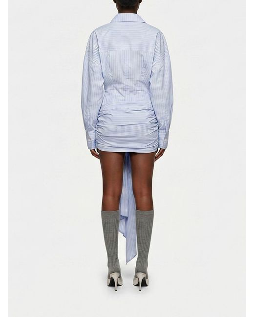 The Attico Blue Striped Cotton Chemisier Dress