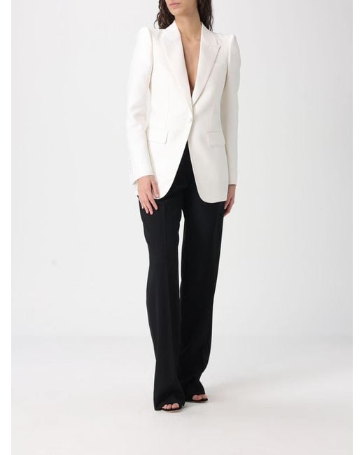 Tom Ford White Single-Breasted Wool And Silk Blazer