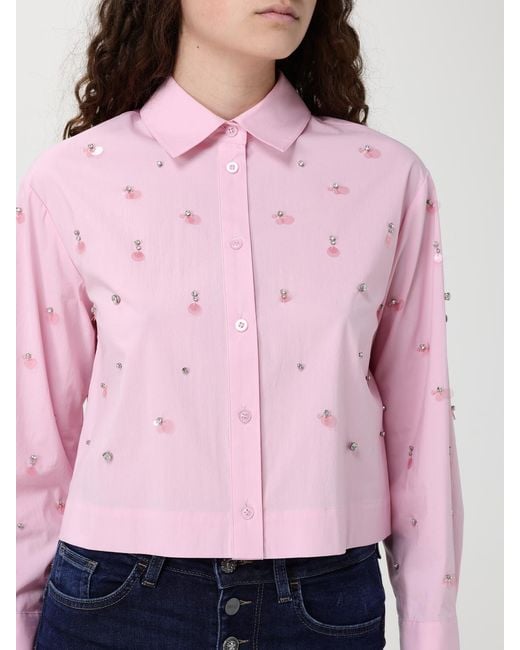 Liu Jo Pink Cotton Blend Shirt With Applications