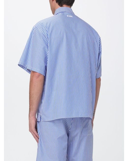 MSGM Blue Casual Striped Cotton Shirt for men