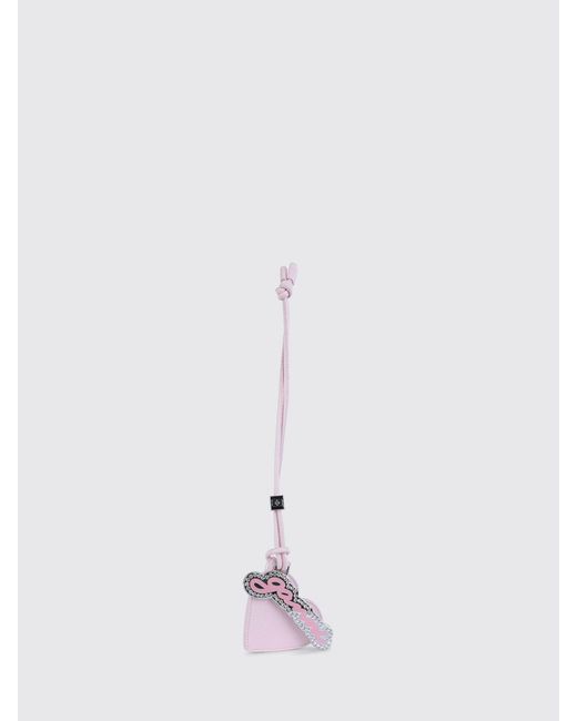 Ganni White Faux Leather Keychain