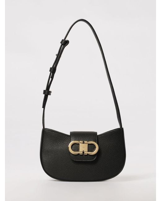Ferragamo White Gabry Mini Hammered Leather Bag