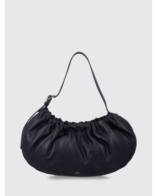 A.P.C. Blue Ninon Hoop Ruched Synthetic Leather Bag