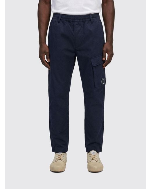 C P Company Blue Cotton Cargo Trousers for men