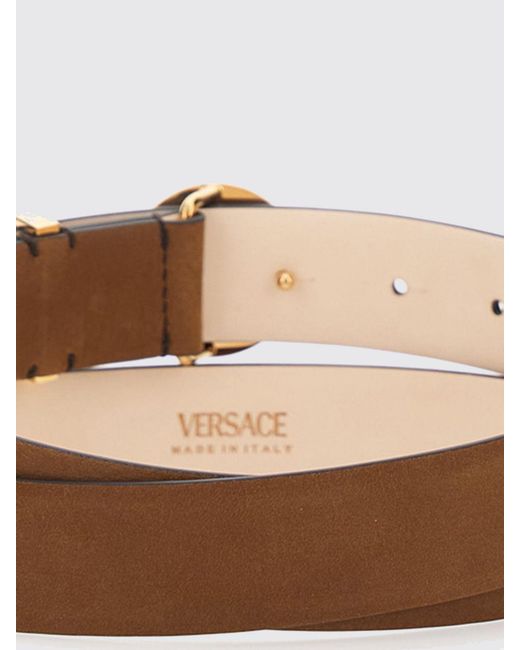 Versace Brown Suede Belt With Medusa Logo Buckle for men