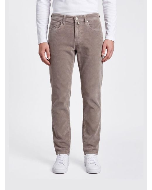 Jacob Cohen Gray Bard Slim-Fit Low-Rise Corduroy Trousers for men