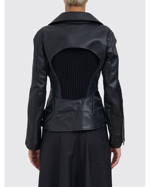 Junya Watanabe Black Eco-Leather Jacket With Wool Inserts