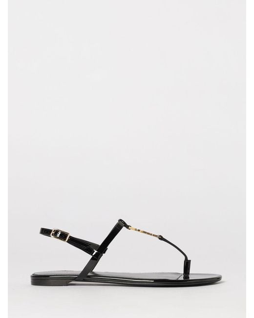 Saint Laurent Natural Cassandre Patent Leather Sandals