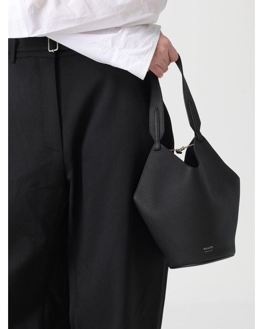 Khaite Black Mini Lotus Leather Bag
