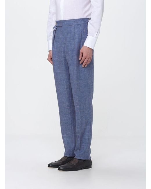 Brunello Cucinelli Blue Sartorial Virgin Wool Blend Trousers for men