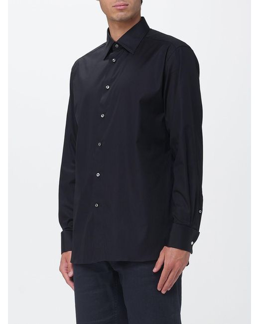 Zegna Blue Basic Stretch Poplin Shirt for men