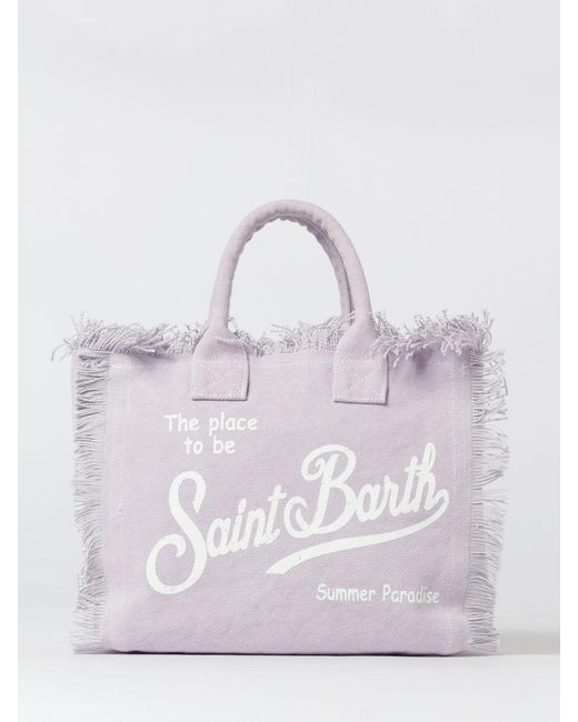 Mc2 Saint Barth Purple Colette Cotton Canvas Bag With Logo