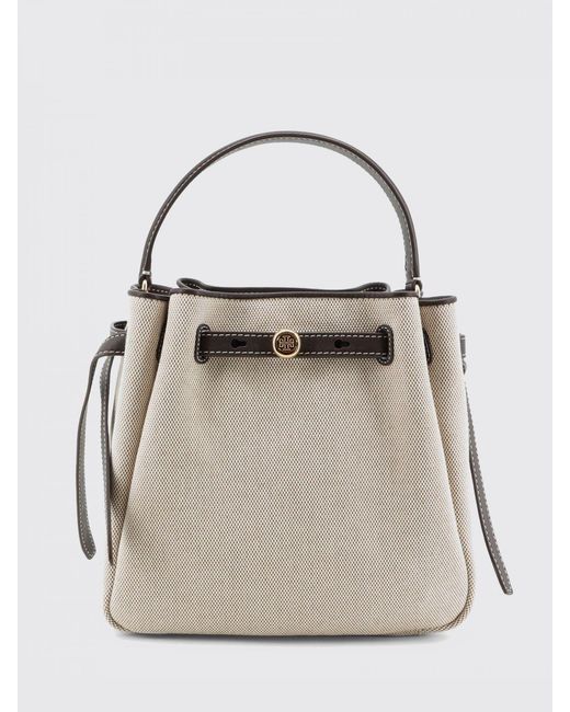 Tory Burch White Romy Cotton Canvas And Leather Bag