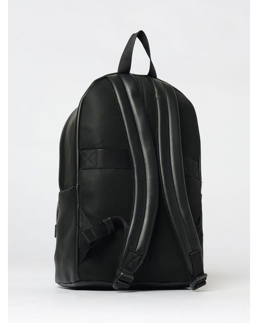Calvin Klein Black Raised Round Faux Leather Backpack for men