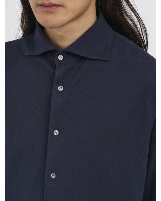 Paolo Pecora Blue Classic Poplin Shirt for men