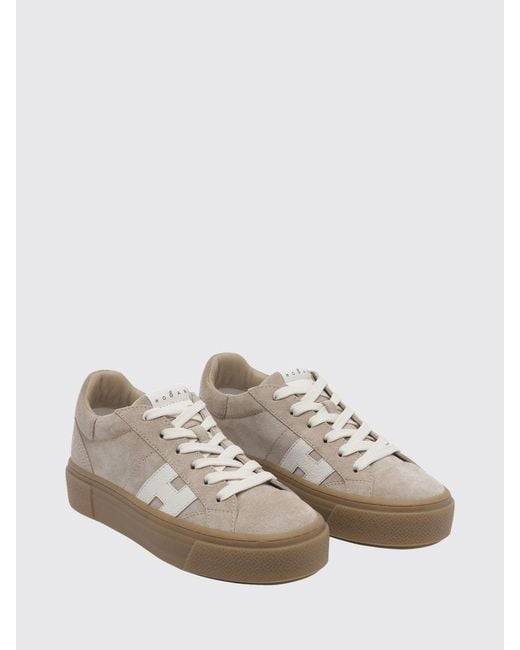 Hogan Natural Crosswind Suede Leather Platform Sneakers