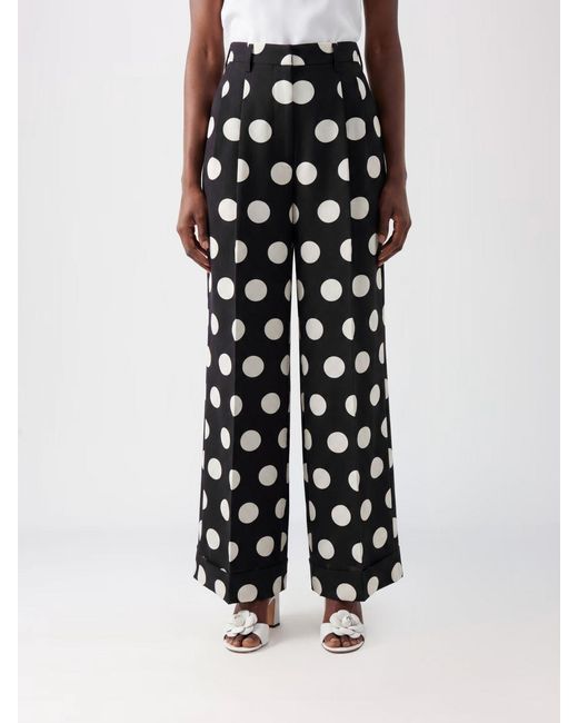 Junya Watanabe White High-Waisted Polka Dot Crêpe Wide-Leg Pants