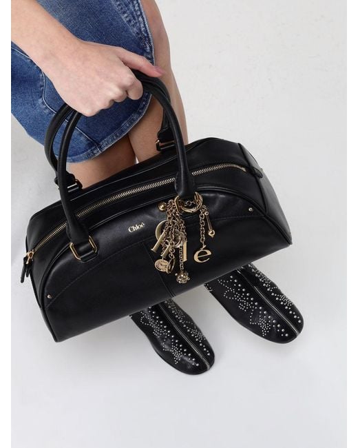 Chloé Black Chlo&Eacute Leather Bowling Bag