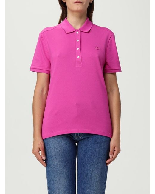 Lacoste Women's Pink Slim Fit Stretch Mini Piqué Polo Shirt