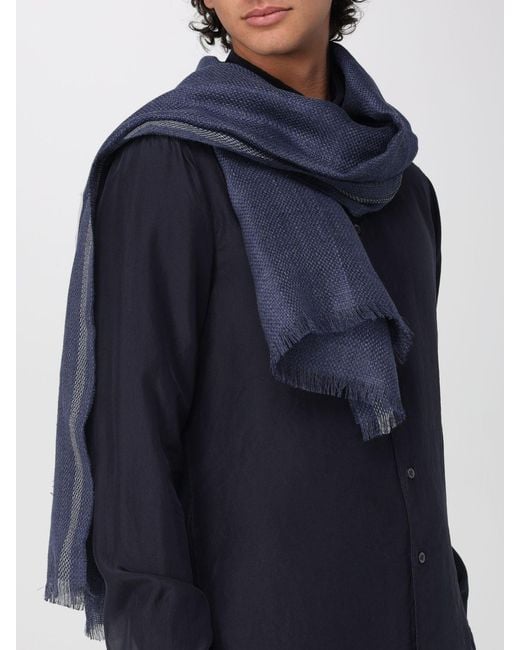 Brunello Cucinelli Blue Linen Scarf for men