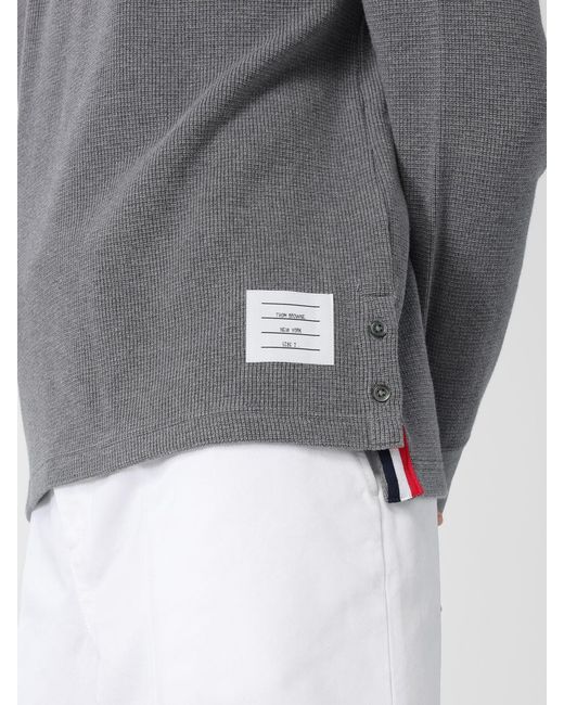 Thom Browne Gray Cotton Knit Polo Shirt for men