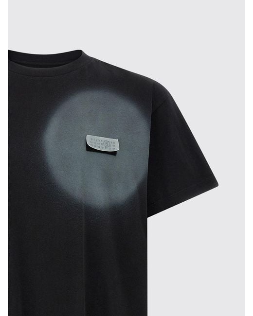 MM6 by Maison Margiela Black Printed Cotton T-Shirt for men
