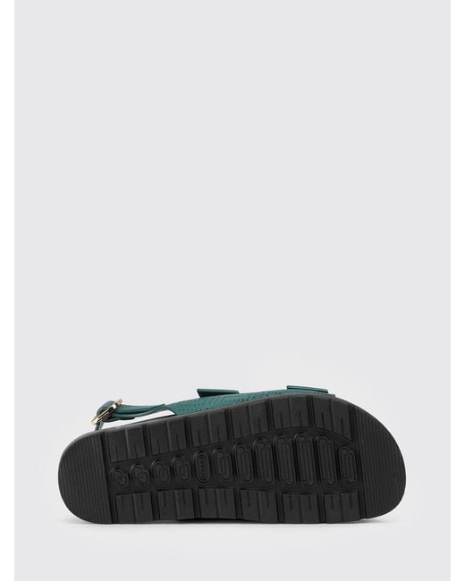 Doucal's Green Perforated Leather Sandals