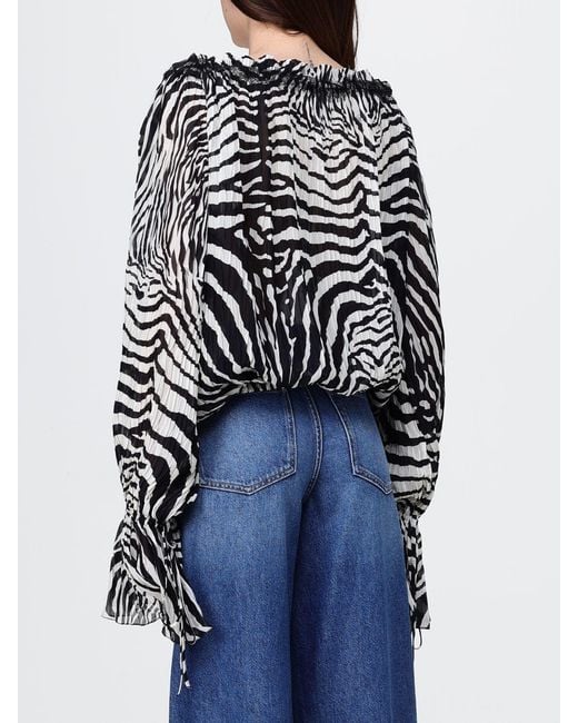 Blumarine Blue Viscose Blouse With Animal Print