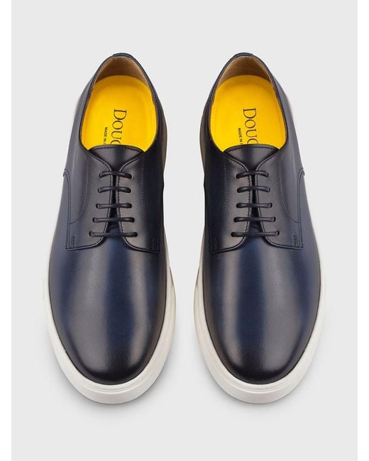 Doucal's Blue Leather Sneakers for men