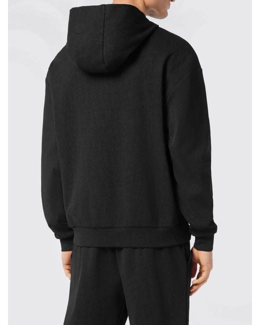 Philipp Plein Black Cotton Hooded Sweatshirt With Logo for men